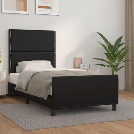 Vidaxl Sängram Med Huvudgavel Svart 90x200 Cm Konstläder Svart