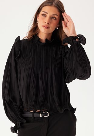YAS philina Ls High Neck Top S. Black Klær