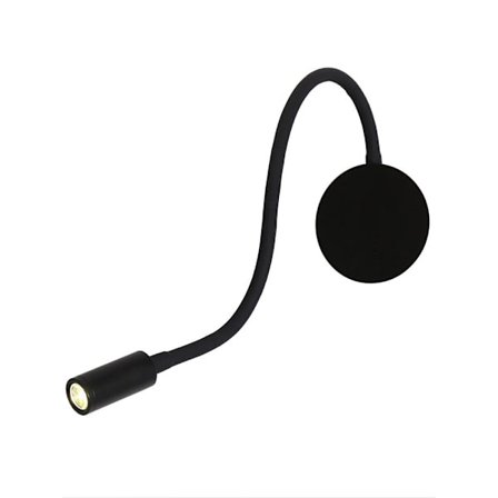 Sort vægmonteret læselampe fleksibel justerbar aluminium hals