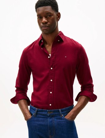 Tommy Hilfiger Flex Flannel Solid Rf Shirt - Burgundy - S