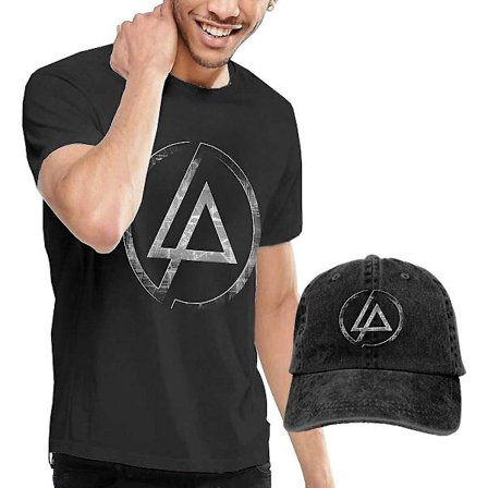 T-shirts, T-shirts, Linkin-park Klassisk T-shirt herr med tvättad denim baseballhatt Svart