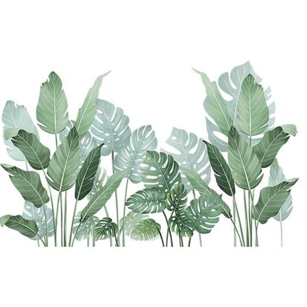 Väggväxtdekal Sovrumsbakgrund Väggdekal Blad Design Tapet OrnamentGrön92x57cm Green 92x57cm