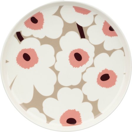 Marimekko Unikko tallrik 25 cm, vit/beige/rosa | Dukning & Servering > Tallrikar > Tallrik | Bagaren och Kocken