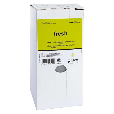 PLUM Tvål Fresh BIB 1,4L - Lyreco - Städ och hygien - Tvål och hygien - Hygiensystem - Plum
