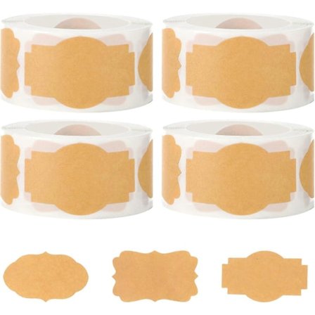 1000 Stykker Syltetøjsetiketter, 3 Stilarter Krukke Klistermærker Frugt Etiket Klistermærke Skrivbar til Syltetøjsglas Håndværk Gaveindpakning (4 