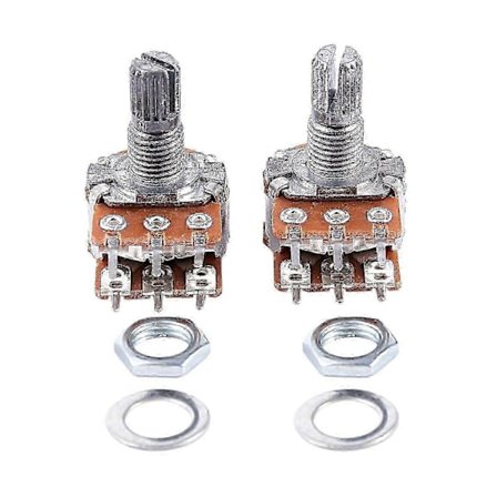 2 st B20K 20K Ohm 8mm Axel PCB-monterad Linjär Dubbel Potentiometer