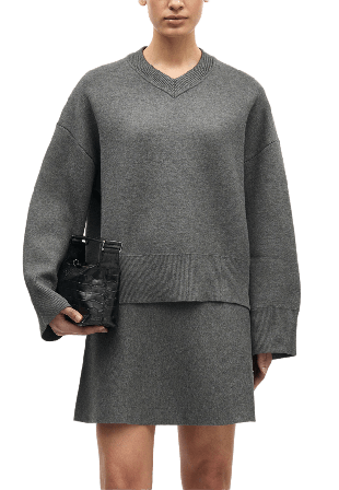 SAMSOE Salula v-neck 15825 Stickat Dam Grå M