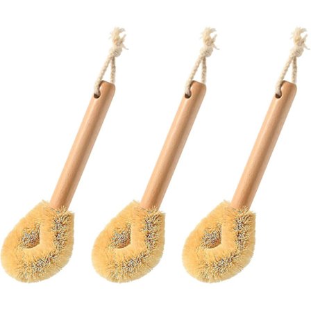 Naturlig gjutjärn och diskborste, köksträskrubb för rengöring av panna/gryta