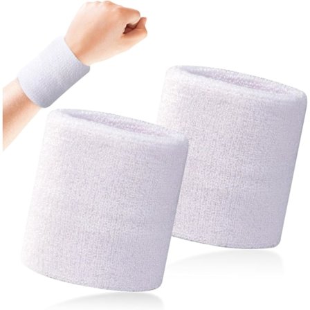 2-pak svedbånd, svedarmbånd, fitness sports svedbånd, blød bomuld, fitnesscenter, svedbånd til mænd og kvinder, hvid, 8*8 cm
