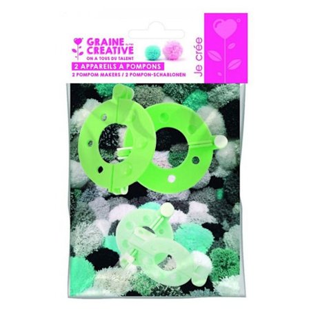 Pomponsapparater - GRAINE CREATIVE VI HAR ALLA TALANG - 35 mm och 55 mm - Färg lila - Sätt med 2 delar