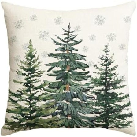 18 x 18 Tum Stor Julgran Snöflinga Kuddfodral, Vintersemester Kudddekoration för Soffa