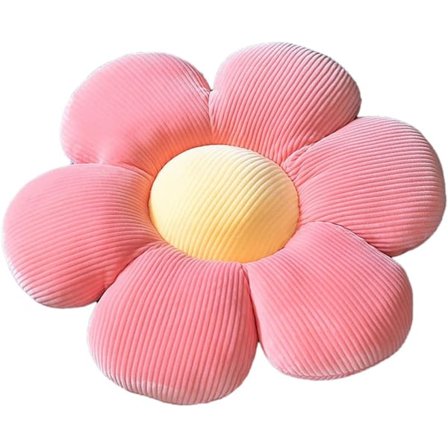 Blomsterformet pude, pude til numsen, blomstergulvpuden, kontorstolspude, tatami-bilpude, sød værelsedekoration (50 cm, rosa-gul)