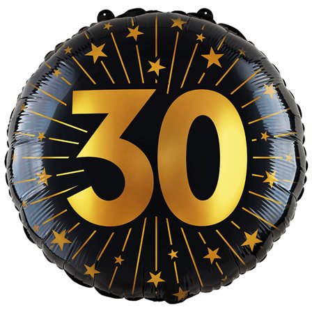 Folieballong med Stjerner og Tallet 30