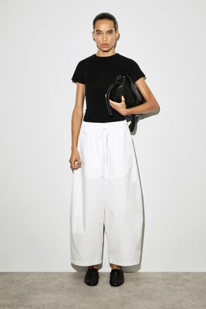 COS Women's Elasticated Barrel-Leg Trousers in White