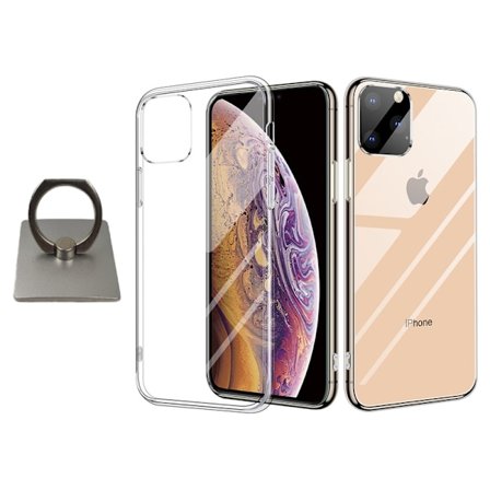 iPhone 11 Pro Skal & Fyrkantig Fingerhållare - Skydd och Komfort - Silver
