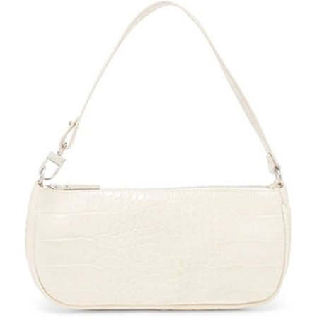 Retro Classic Clutch Skuldertaske Håndtaske med lynlåslukning Pung til kvinder - hvid