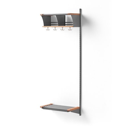 Garderobenschrank JEPPE mit 2 Fächern, Anbauteil, 1790x600x310 mm, Alu/Eiche