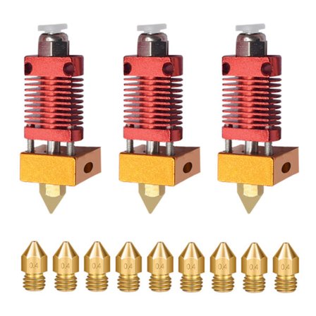 3 kpl 3D-tulostimen ekstruuderin Hotend 9 kpl 4MM MK8 -suuttimella, sopii CR-10 CR10 CR10S Ender 3 Ender 3 pro Ender 5 -malleihin