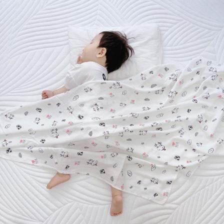 Mjuk komfortfilt Dubbellager Bambu Bomull Gaze Baby Mamma Baby Badlakan Baby's Baby 奶牛哞哞 120*120cm