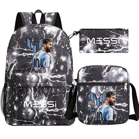 Uudet Messi-reput 3 kpl Jalkapallo tähdet Tulostettu Kevyt Yksinkertainen Kannettava Koulureput Juniori-lukiolaiset Mochilas DB