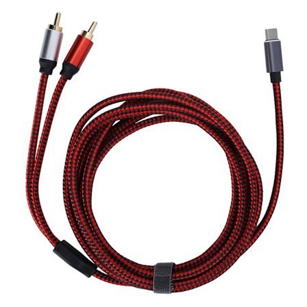 Guldpläterad Typ C Hane till 2 RCA Hane Ljudkabel 3m för Mobiltelefon Surfplatta Laptop