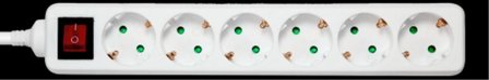 Deltaco outlet 6xCEE 7/3 1xCEE 7/7 switch 3m white