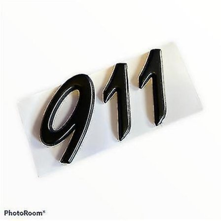 Matt Black Porsche 911 Bokstav Emblem Baklucka