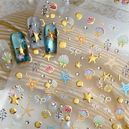 Negleklistremerker Sommerferie Skjell Sjøstjerner Strand