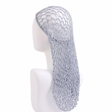 Handvirkat skyddsnät för långt hår (silver)