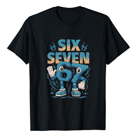 Six Seven Grafisk T-skjorte | Løs passform trykt kortarmet T-skjorte*S*911-BK-Black 2