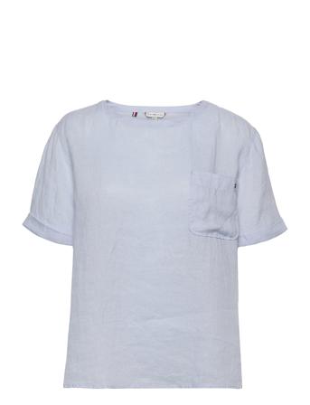 Linen C-Nk T-Shirt Ss Blue Tommy Hilfiger
