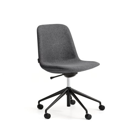 Stol LANGLEY, låg, med hjulstativ, svart/antracitgrå