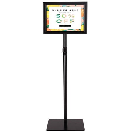 COSTWAY Jalustinjuliste A4 Säädettävä Tuki 73,5-118 cm Mustasta Ruostumattomasta Teräksestä