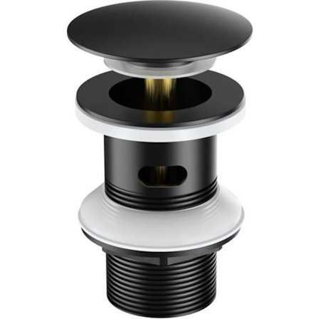 (Svart) Svart bunnventil med overløp, automatisk pop-up ventil i rustfritt stål - AURALUM