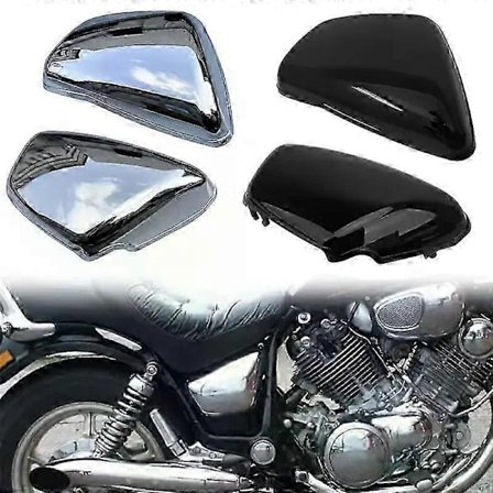 Yamaha XV700 750 1000 1100 Virago Krom Sort ABS Sidekåbe Dæksel Batteribeskyttelse 1984-Up