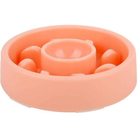 Langsom foderhundeskål, lille hundeskål, skridsikker puslespilsskål, interaktiv oppustelig stop hundeskål, anti-kvælning hundeskål, pink