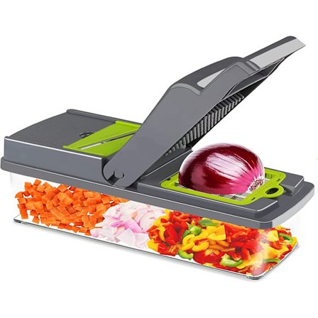 14-i-1 grönsakshackare Lökhackare Potatisskivare 8-blads multifunktionell grönsakshackare Mathacka med behållare