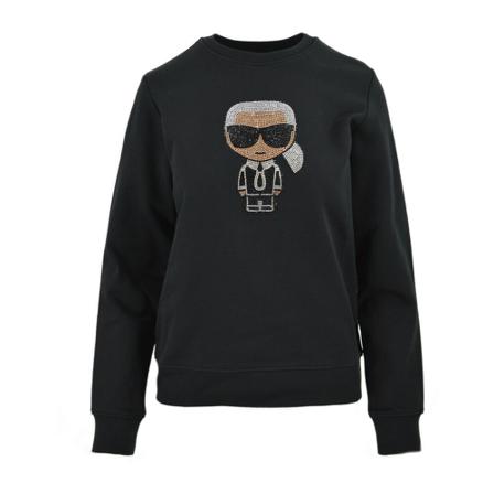 Karl Lagerfeld Ikonik Rhinestones Sweatshirt 210W1822 999 Sort, Dame Sweatshirts