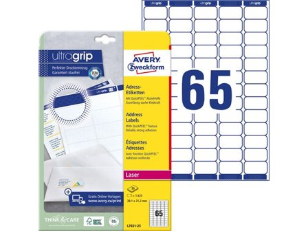 AVERY Etikett QuickPeel 38,1x21,2mm 1625/fp - Lyreco - Emballage och lagerutrustning - Etiketter och godsmärkning - Adressetiketter
