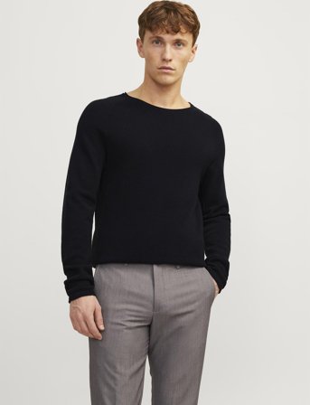 Jack & Jones Jjehill Knit Crew Neck Noos - Black - L