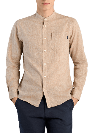 Lindbergh Cotton/linen Shirt L/S Skjortor Herr Grå XL