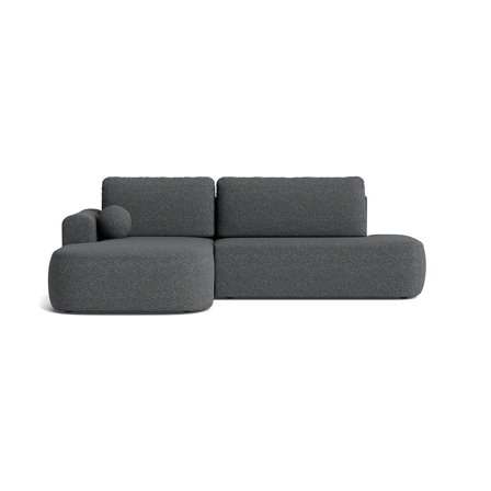 Monza Chaiselong Sovesofa, Venstrevendt m/ Opbevaring, 215x140cm Sovemål, Puente Grå/Blå - 286/175x90cm - Ideel til Gæster