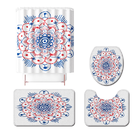 Golvmatta duschdraperi fyrdelad toalettset badrum halkfri matset, X10,