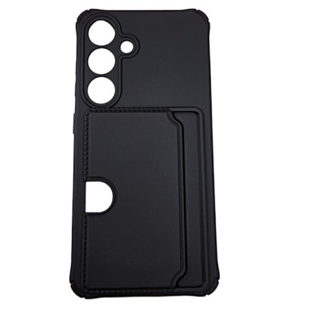 Samsung Galaxy S24 suojakuori - mikrokuituinen silikonikorttikotelo, musta