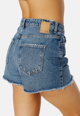 Pieces Tulla HW Shorts Medium Blue Denim Klær