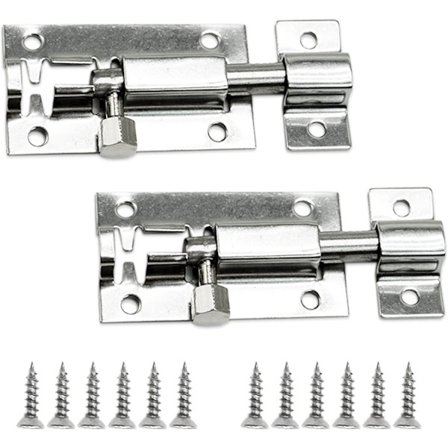 Dörrlås, 4-pack rostfria stålskjutlås, hållbara små plattlås