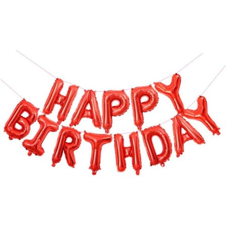 Ballon fødselsdagsfest rød banner / rød Happy Birthday banner