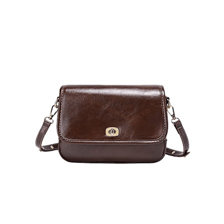 Axelväska i läder för dam, Crossbody-väska, Damplånbok, Axelväska, Handväska med avtagbar axelrem - Brun