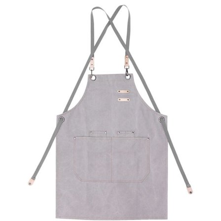 Bomullsduk Förkläde Unisex Justerbar Läder Hängande Hotell Restaurang Café Barber Shop Bageri Bar Servitör Arbetsljus Grå