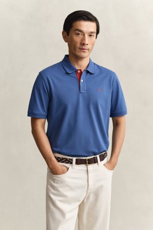 GANT Herren Kontrast Piqué Poloshirt (L) Blau